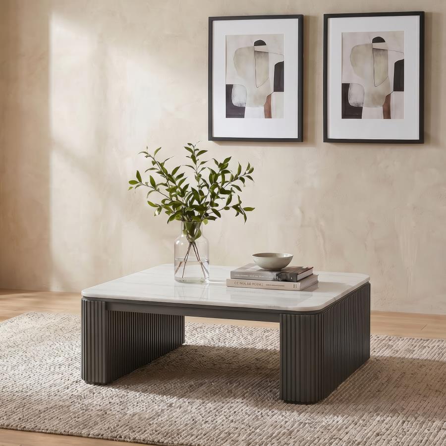 Lior Square Marble Top Coffee Table Charcoal