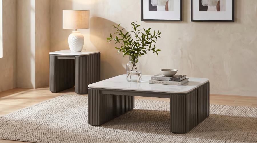 Lior Square Marble Top Coffee Table Charcoal