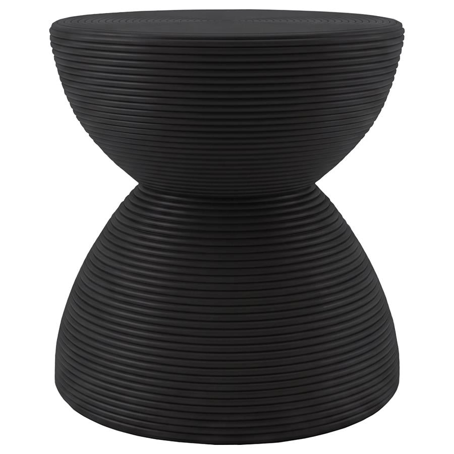 Macedo 2-Piece Transitional Round Rattan Coffee and End Table Set Black