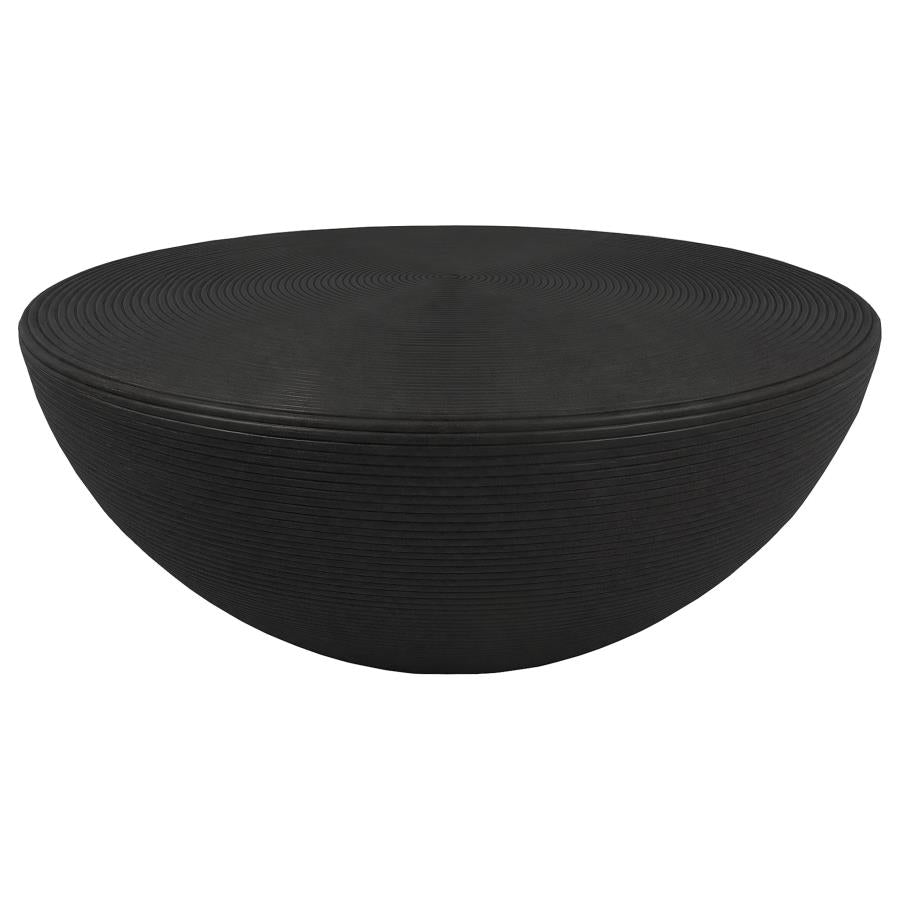 Macedo 2-Piece Transitional Round Rattan Coffee and End Table Set Black