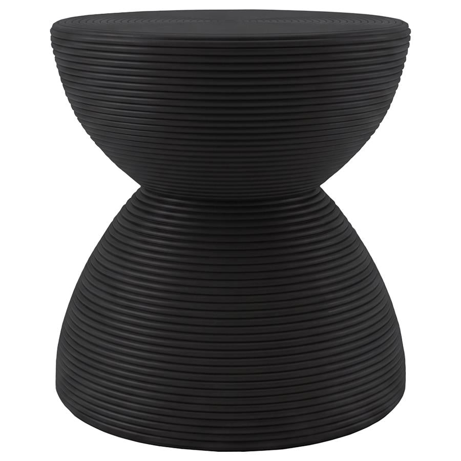 Macedo 3-Piece Transitional Round Rattan Coffee and End Table Set Black