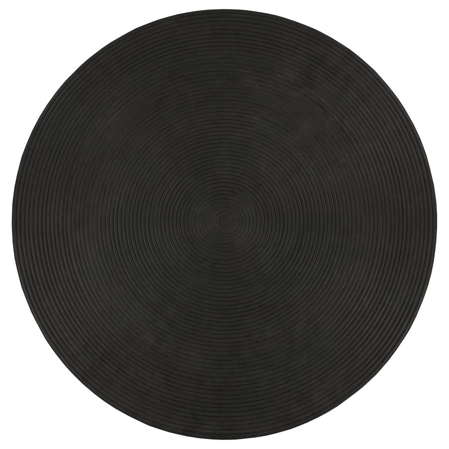 Macedo 3-Piece Transitional Round Rattan Coffee and End Table Set Black