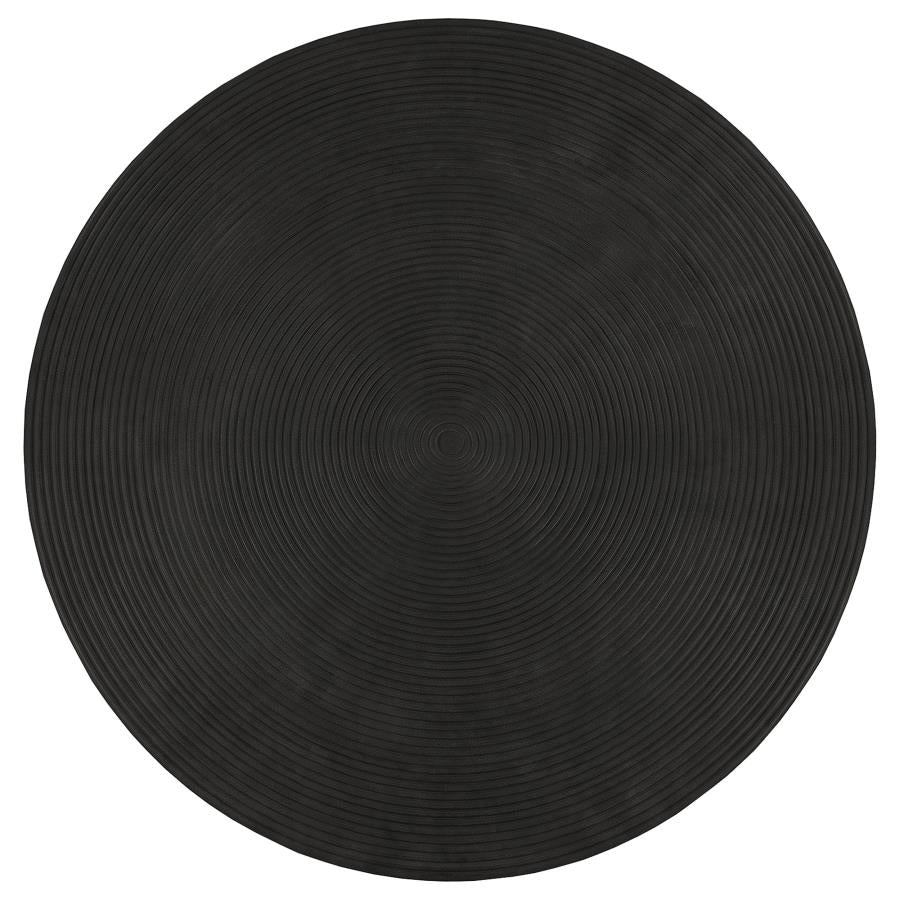 Macedo Round Ribbed Rattan Drum Coffee Table Black