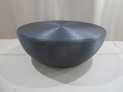 Macedo Round Ribbed Rattan Drum Coffee Table Black