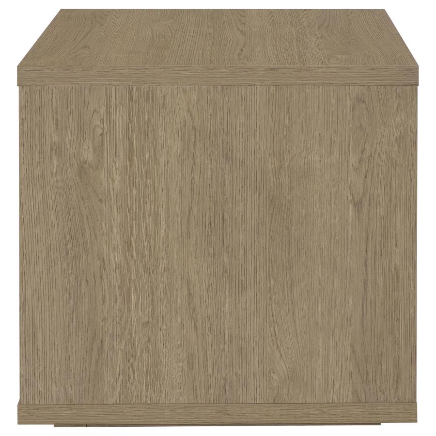 Ingram Square End Table with Drawer and Open Shelf Latte