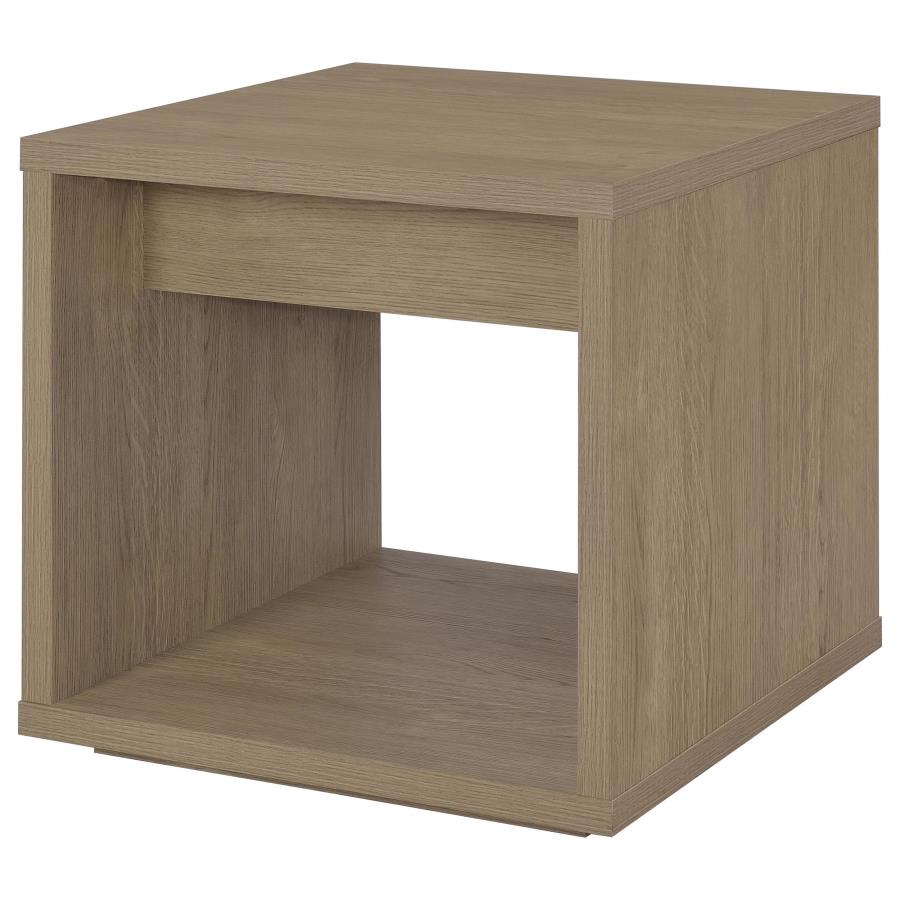 Ingram Square End Table with Drawer and Open Shelf Latte