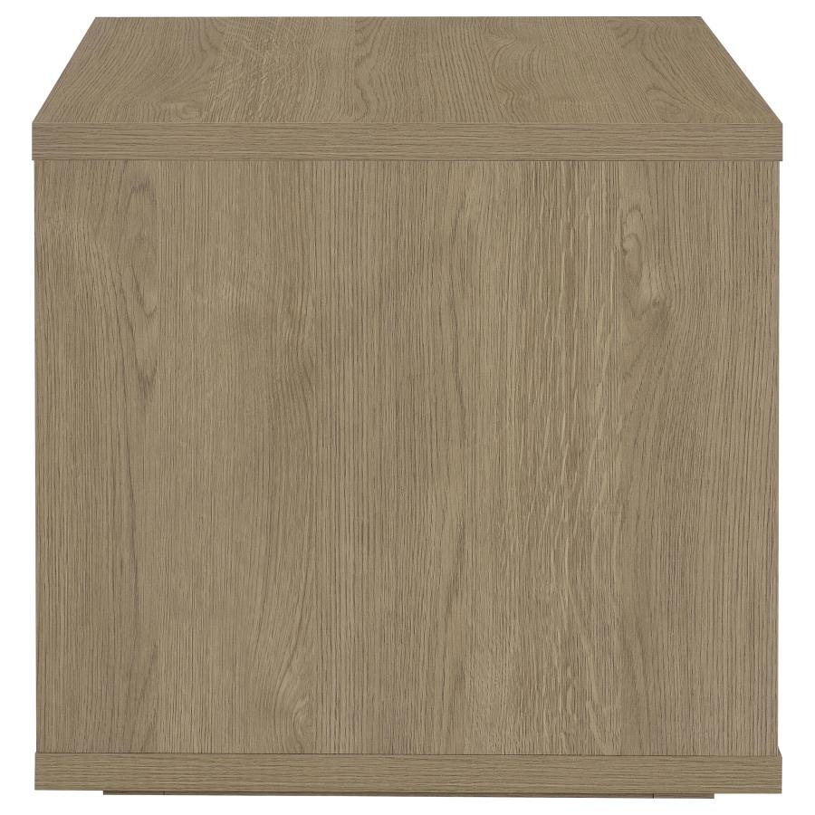 Ingram Square End Table with Drawer and Open Shelf Latte