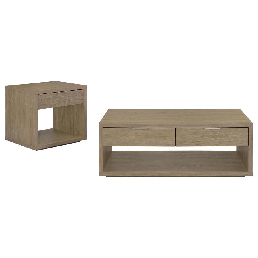 Ingram 2-Piece Coffee and End Table Set with Storage Latte