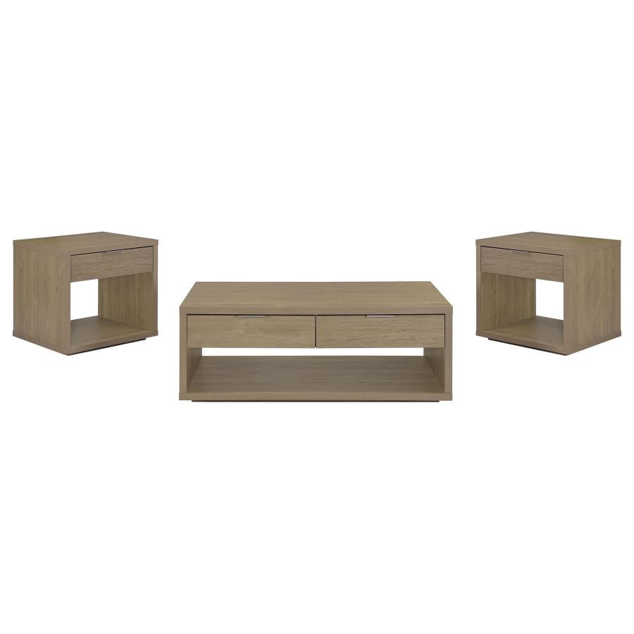 Ingram 3-Piece Coffee and End Table Set with Storage Latte