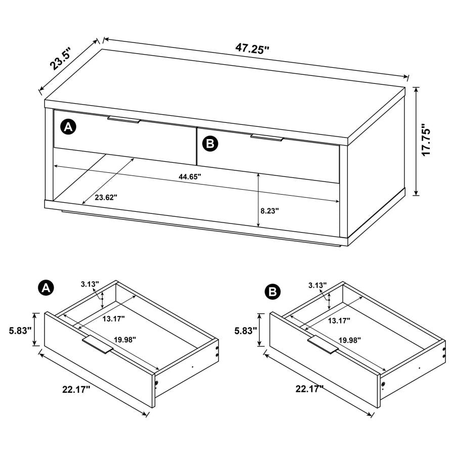 Ingram 3-Piece Coffee and End Table Set with Storage Latte