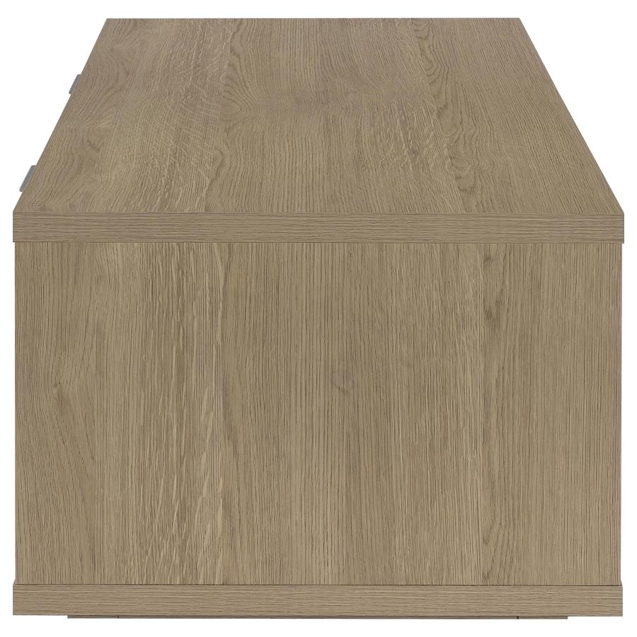 Ingram 2-Drawer Rectangular Coffee Table with Open Shelf Latte