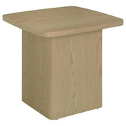 Fraser Transitional Square Pedestal End Table in Greige