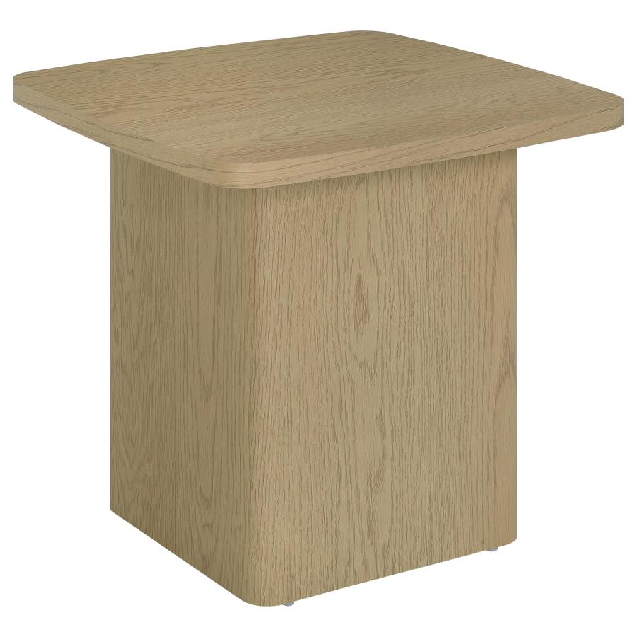 Fraser Transitional Square Pedestal End Table in Greige