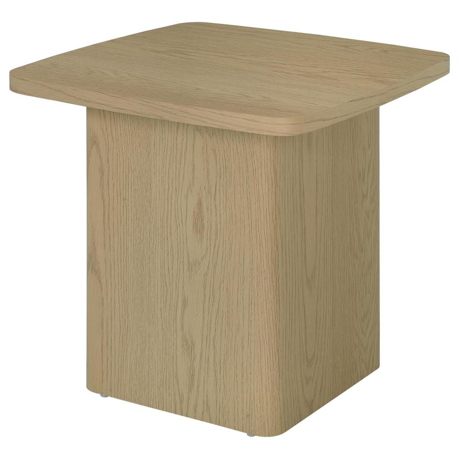 Fraser Transitional Square Pedestal End Table in Greige