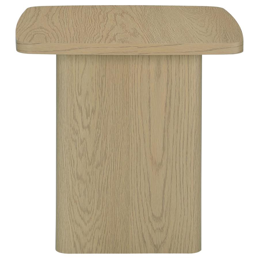 Fraser Transitional Square Pedestal End Table in Greige