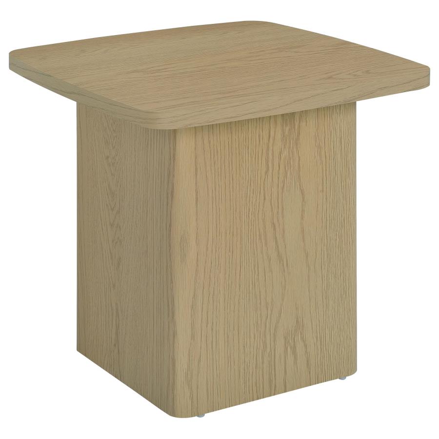 Fraser Transitional Square Pedestal End Table in Greige