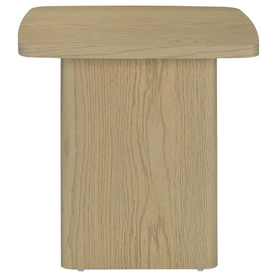 Fraser Transitional Square Pedestal End Table in Greige