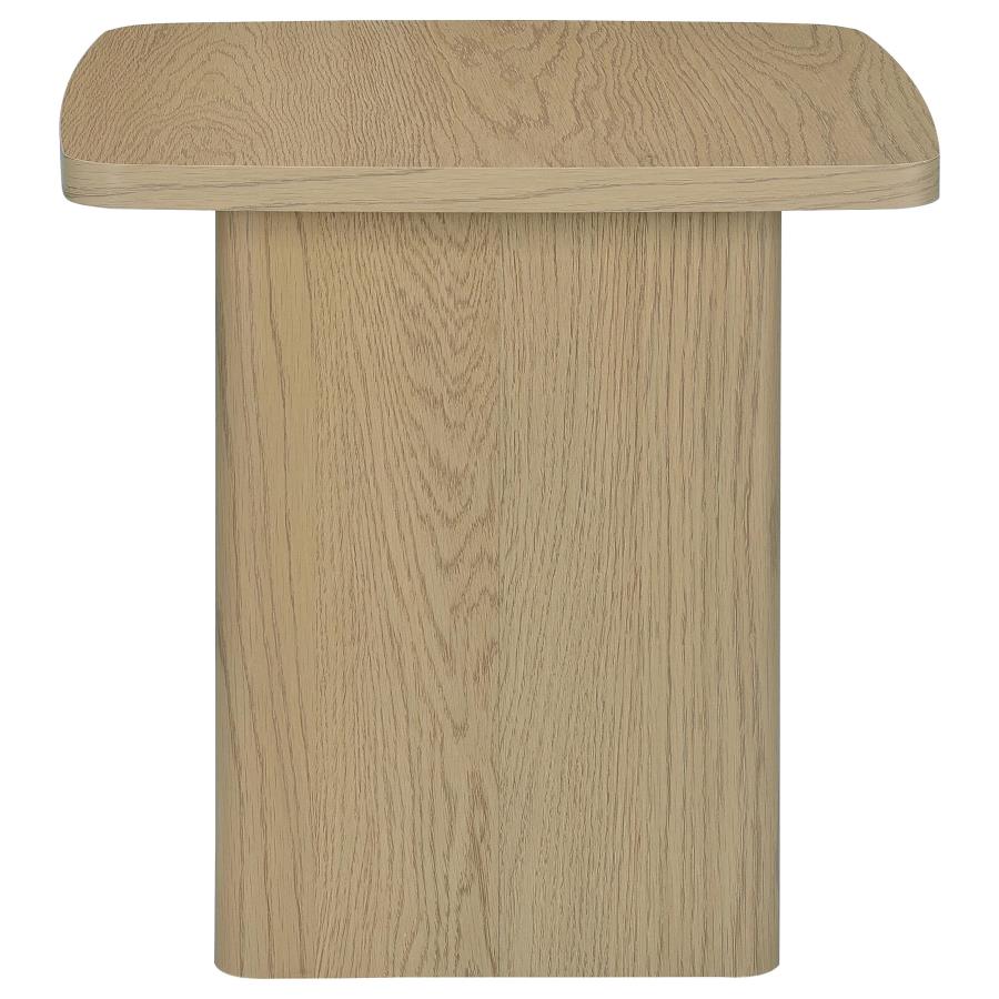 Fraser Transitional Square Pedestal End Table in Greige