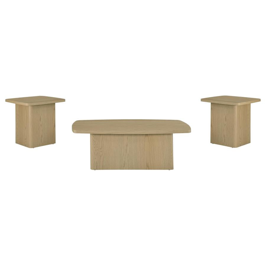 Fraser 3-Piece Greige Pedestal Coffee and End Table Set