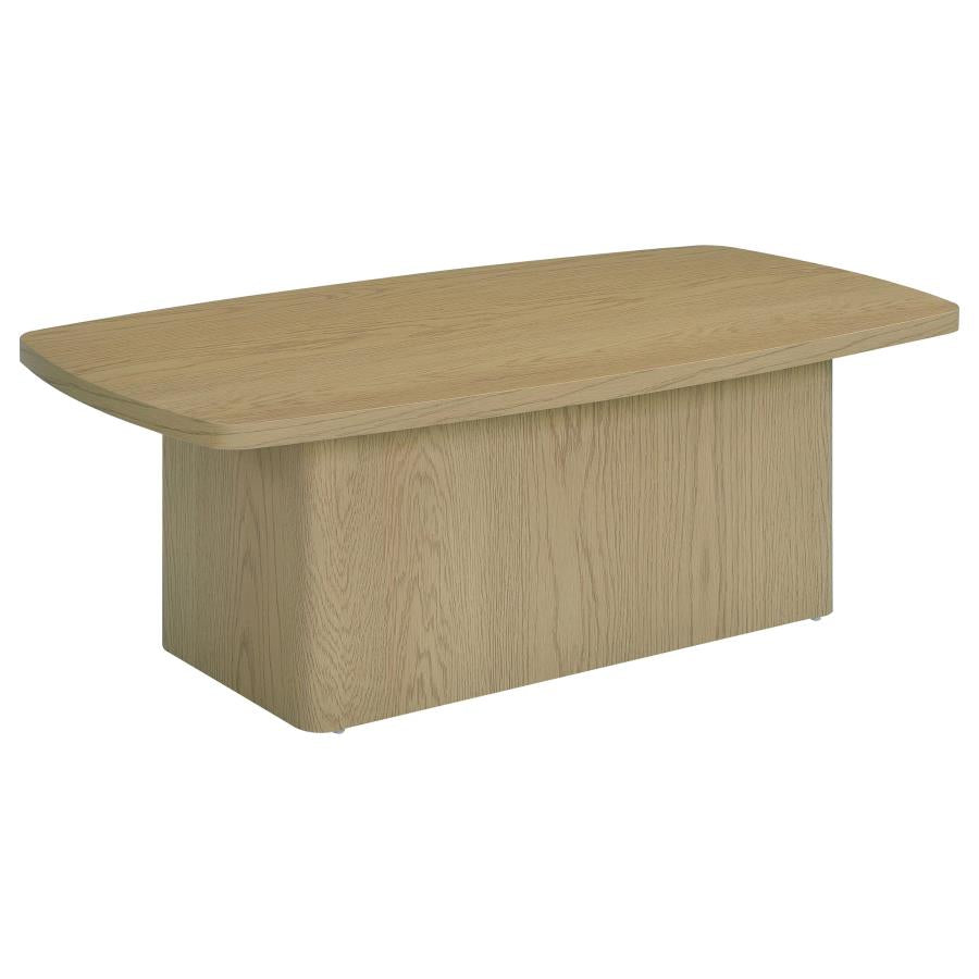 Fraser Transitional Rectangular Pedestal Coffee Table in Greige