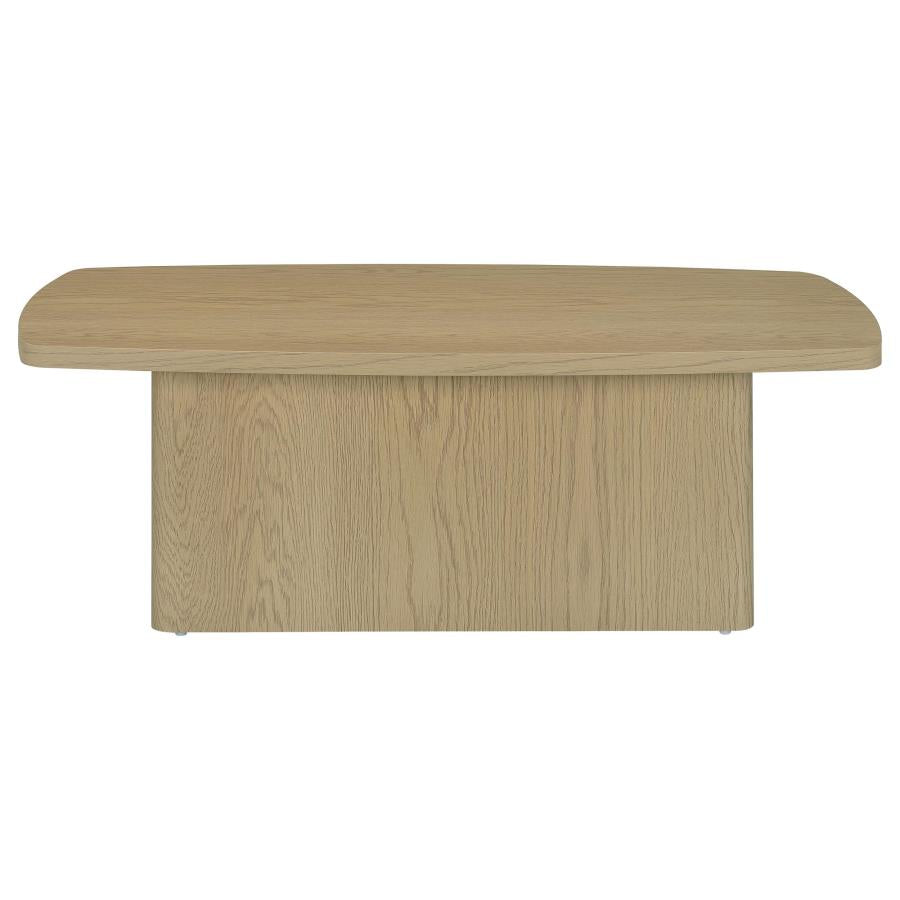 Fraser Transitional Rectangular Pedestal Coffee Table in Greige