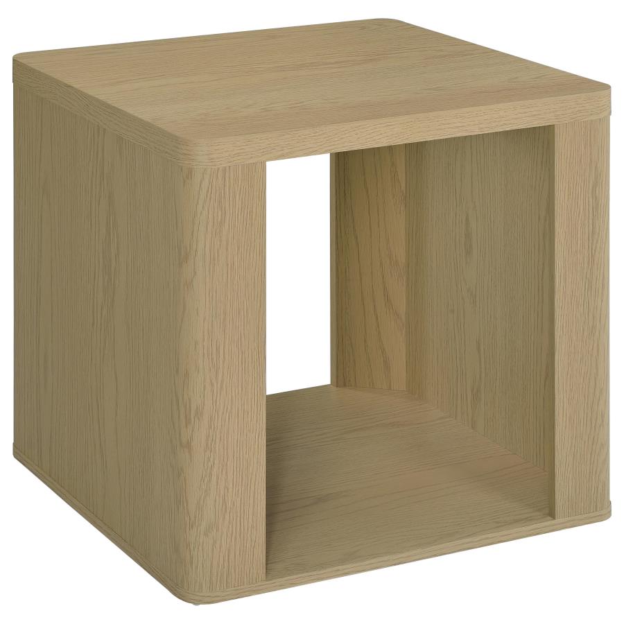 Alsina Square End Table with Open Shelf Greige