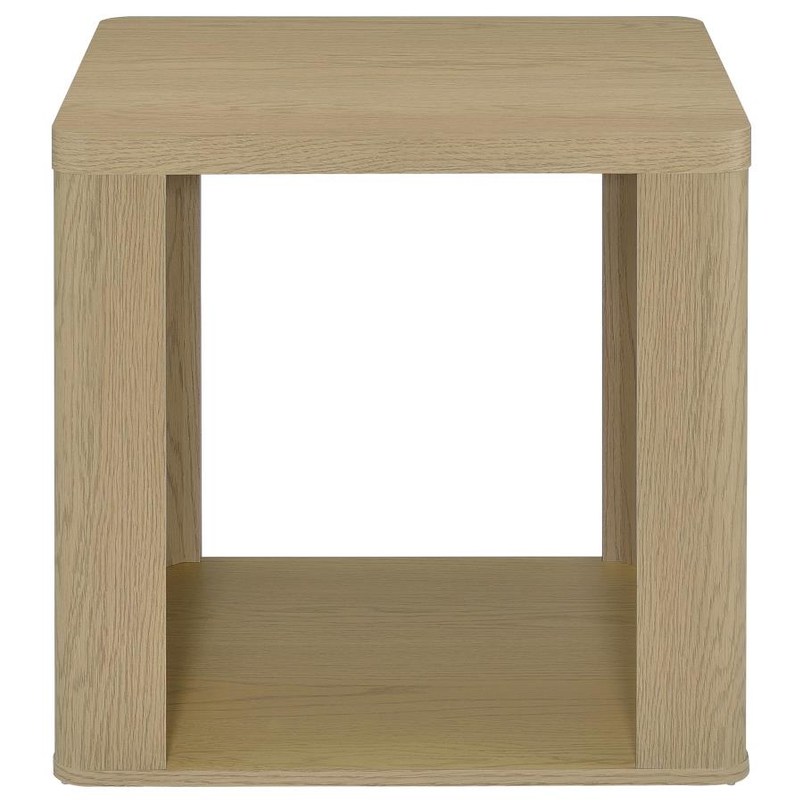 Alsina Square End Table with Open Shelf Greige
