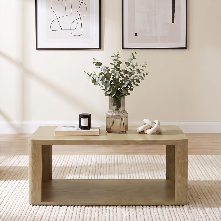 Alsina Rectangular Coffee Table with Open Shelf Greige