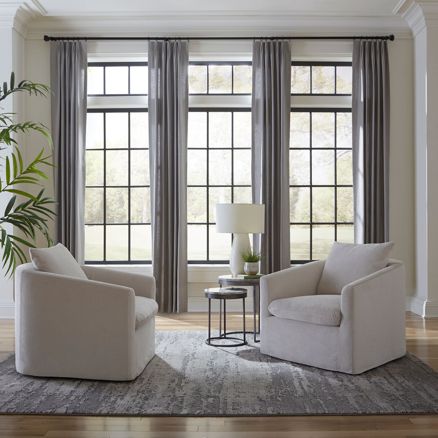 Saxton Upholstery Swivel Accent Chair - Ivory