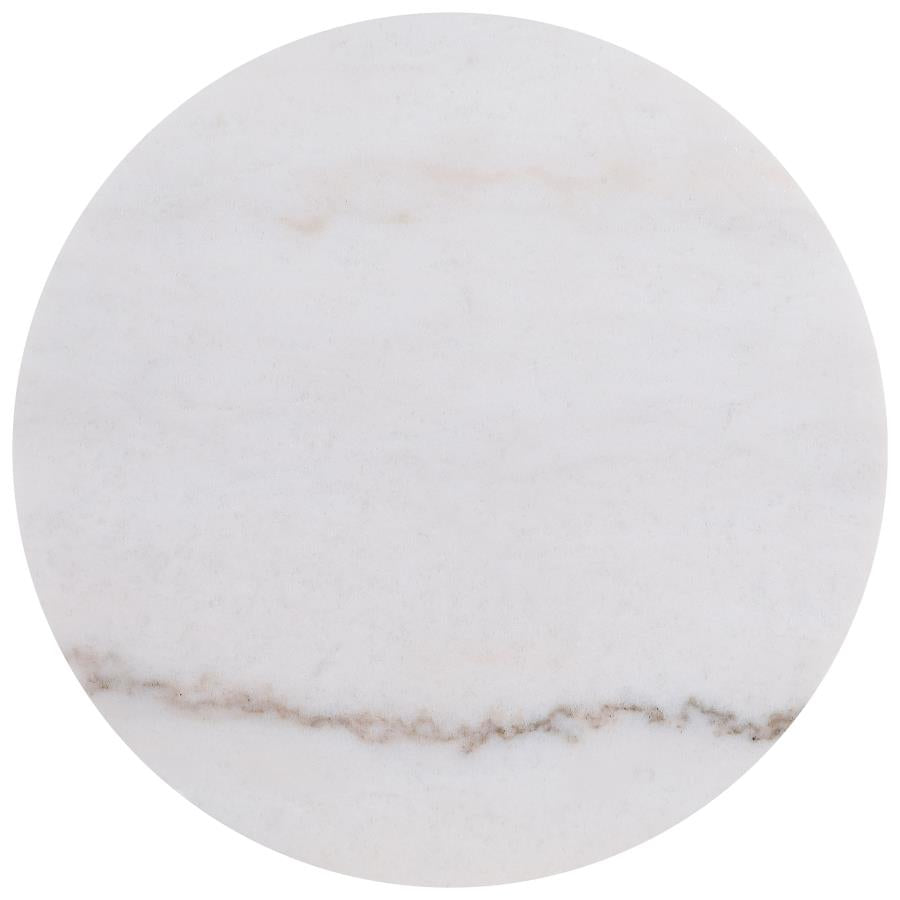 Jason 2-piece Round White Marble Coffee Table Set Honey Brown