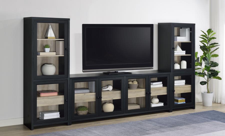 Denison 79-inch 4-door TV Stand Media Console Black