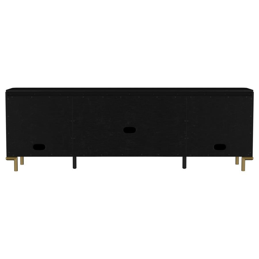 Arini Rattan Cane 2-door TV Stand Media Console Black