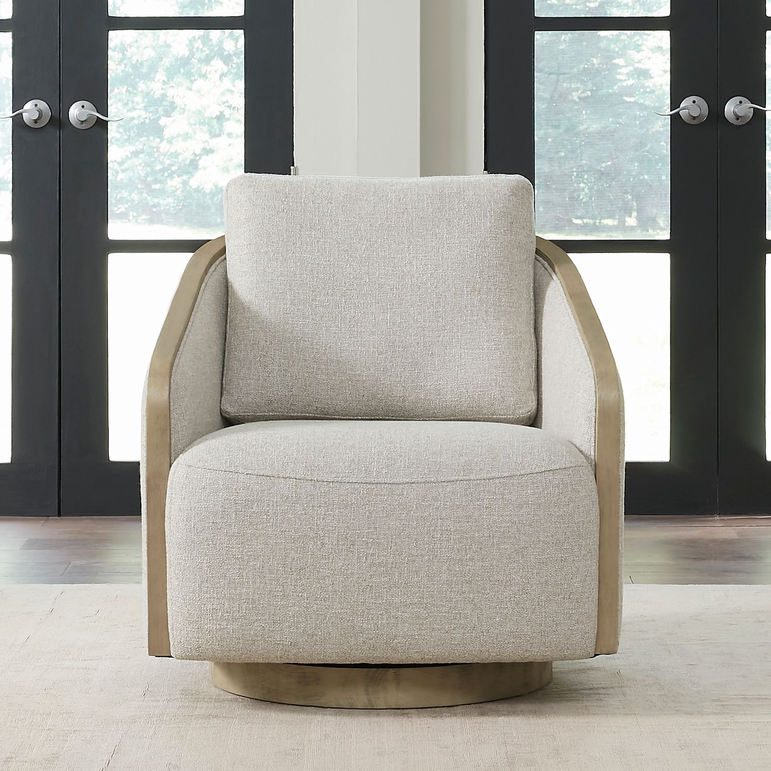 Nora Upholstery Swivel Accent Chair - Light Brown