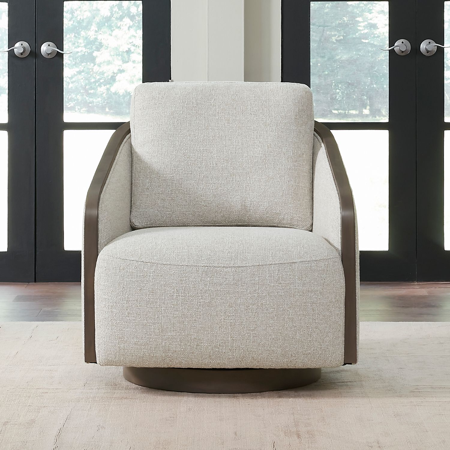 Nora Upholstery Swivel Accent Chair - Dark Brown
