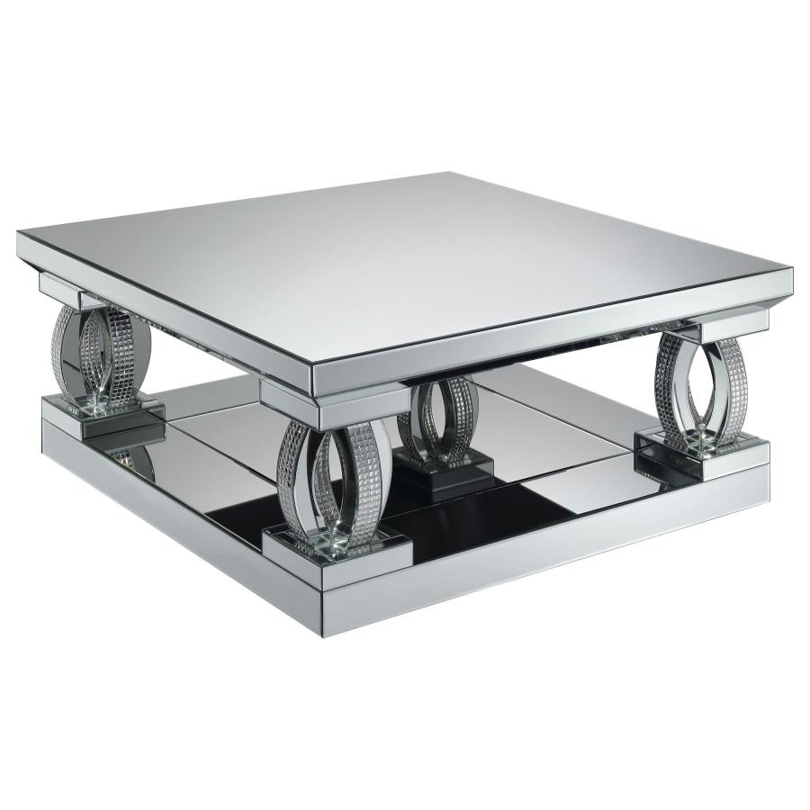 Amalia 2-piece Mirrored Coffee and End Table Set Silver