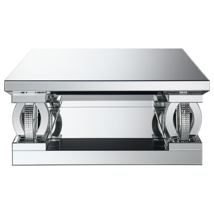 Amalia 2-piece Mirrored Coffee and End Table Set Silver