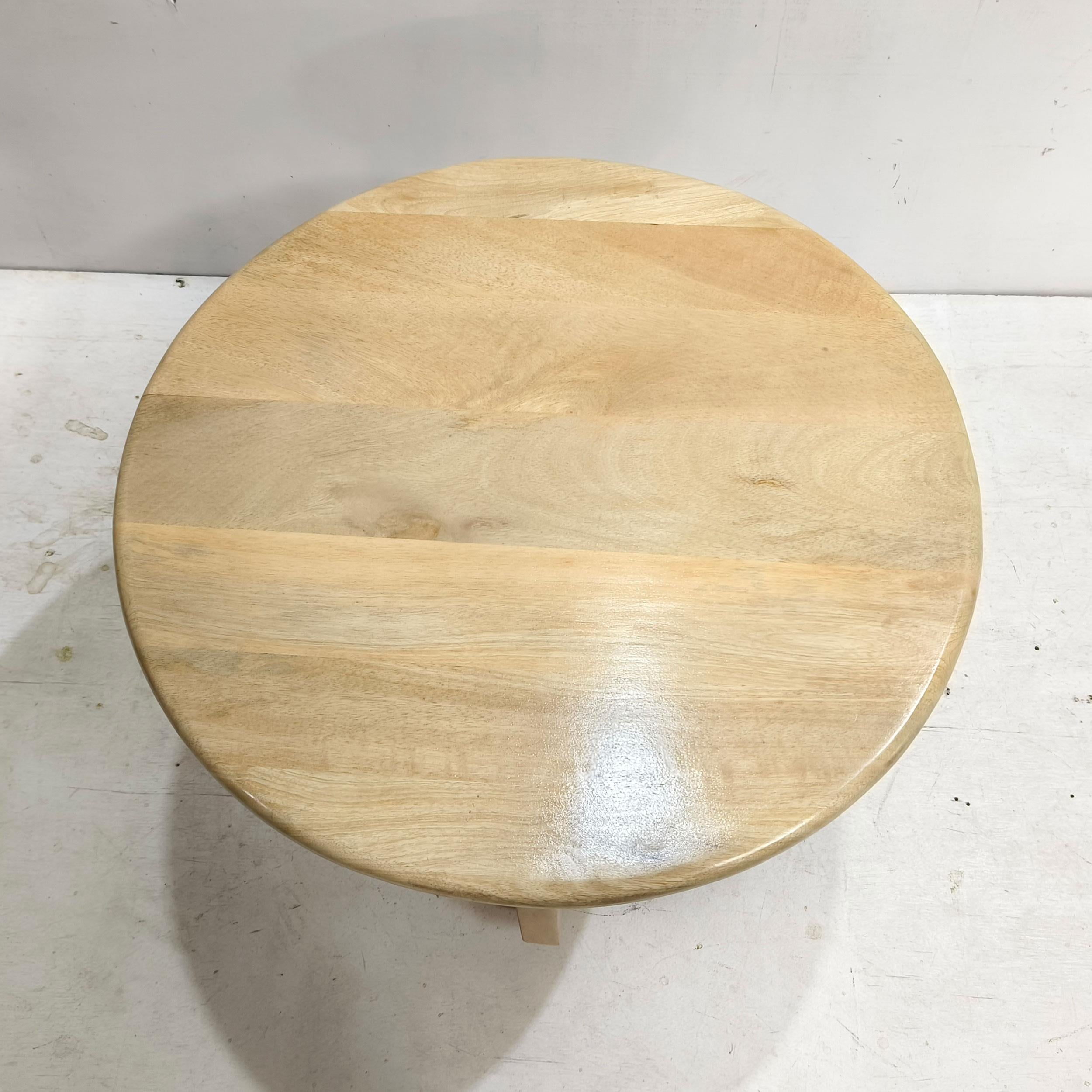 Dale Sculptural Round Solid Mango Wood End Table Natural Mango