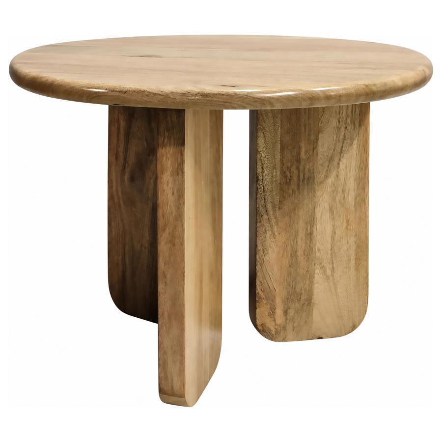 Dale 2-Piece Round Mango Wood Coffee and End Table Set Natural Mango