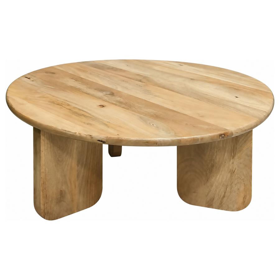 Dale 2-Piece Round Mango Wood Coffee and End Table Set Natural Mango