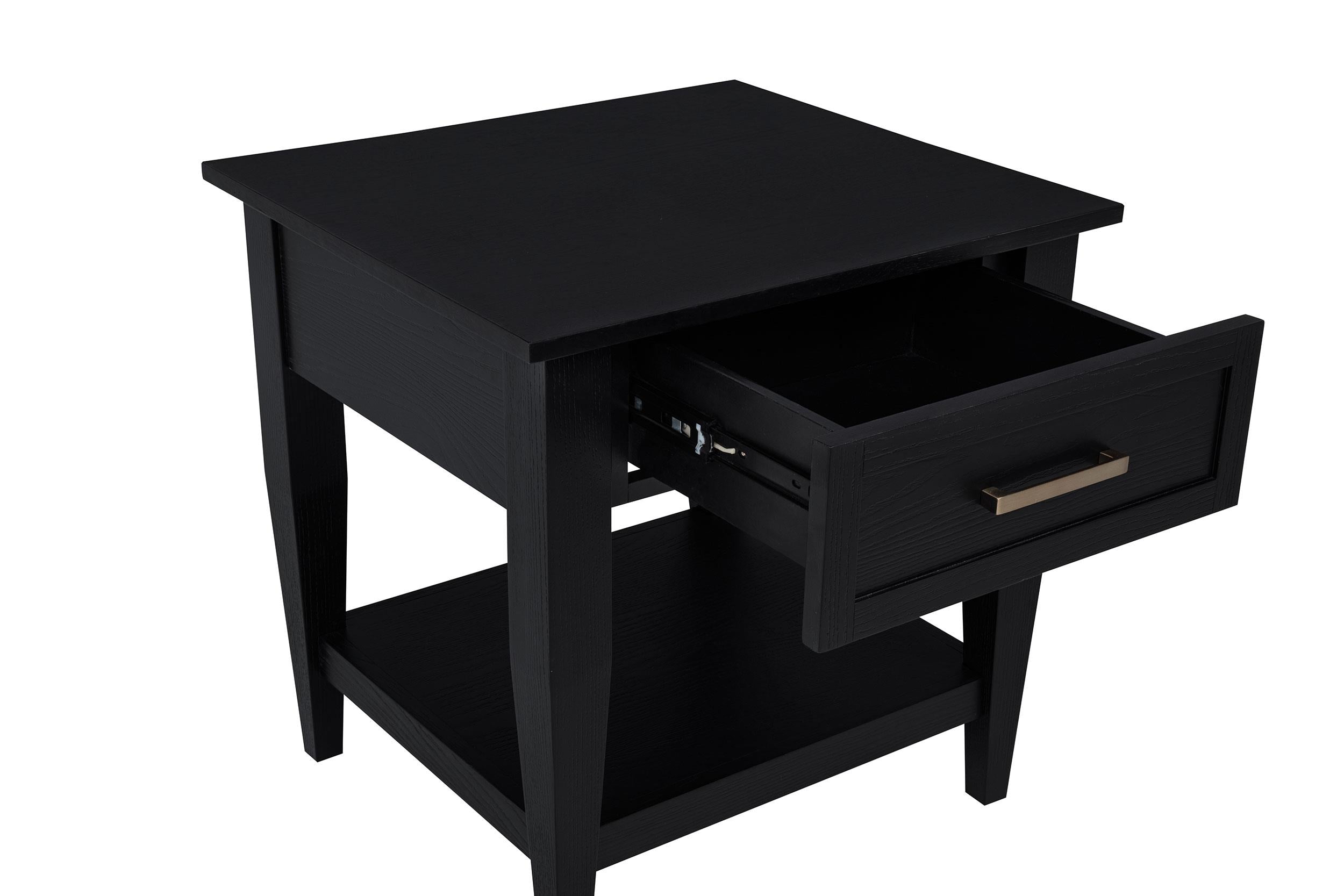Lindenton 1-drawer Wood Occasional Side End Table Black