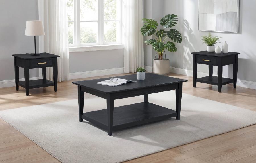 Lindenton 3-piece Wood Lift-Top Coffee and End Table Set Black
