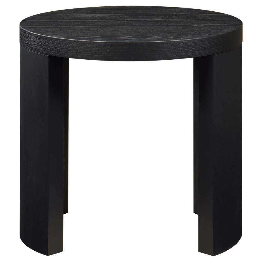 Sweeney 24-inch Round Wood Occasional Side End Table Black