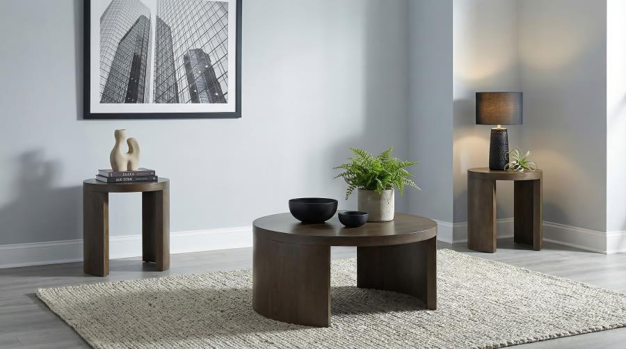 Sweeney 3-piece Coffee and End Occasional Table Set Dark Walnut
