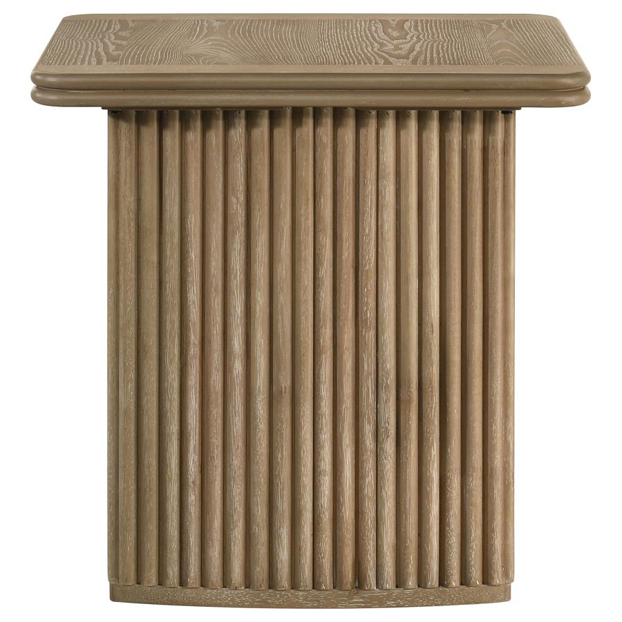 Adina Square Wood Side End Table Distressed Light Brown
