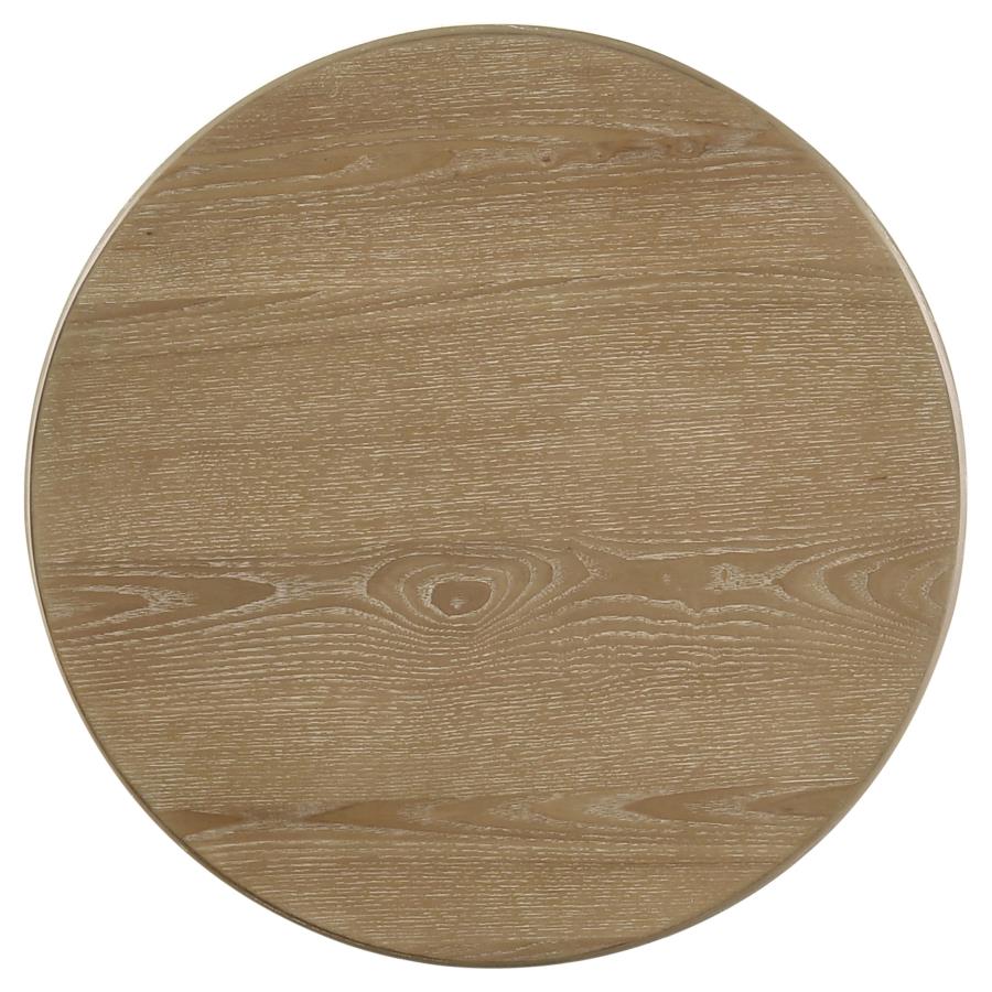 Adina Round Wood Side End Table Distressed Light Brown
