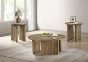 Adina 3-piece Round Coffee Table Set Distressed Light Brown