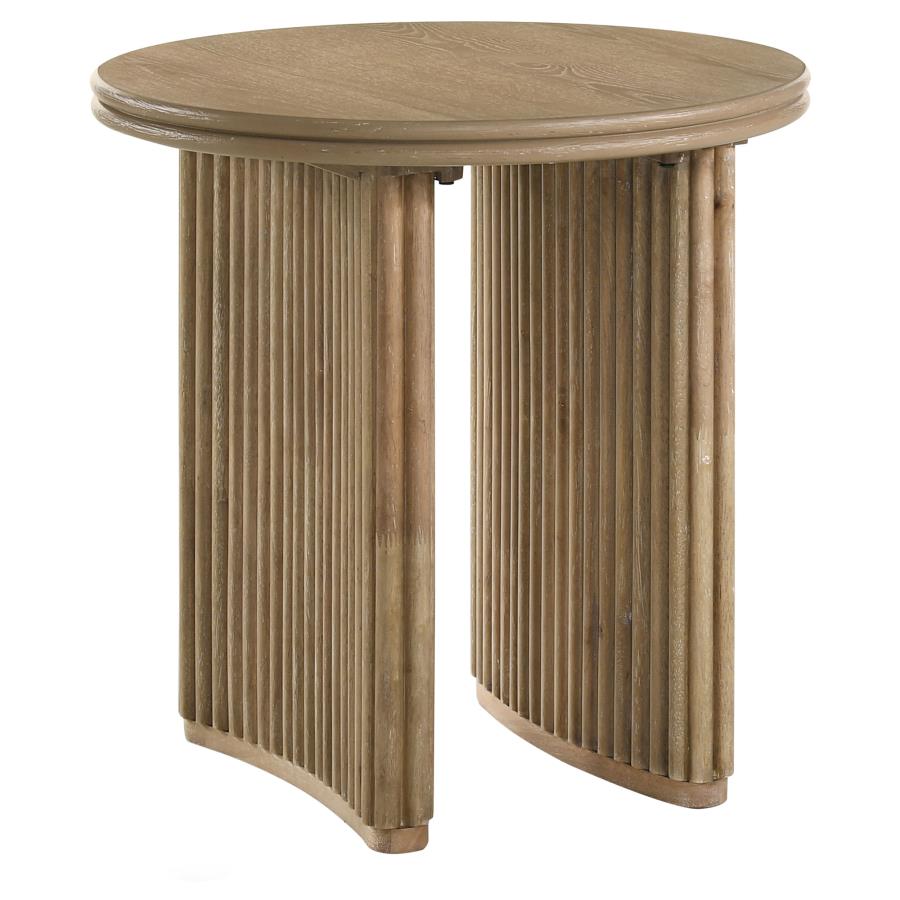 Adina 3-piece Round Coffee Table Set Distressed Light Brown