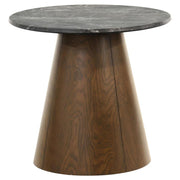 Franklin Round SmartTop™ Wood Pedestal Side End Table Grey and Dark Brown