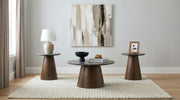 Franklin 3-piece Round SmartTop™ Pedestal Coffee Table Set Grey and Dark Brown