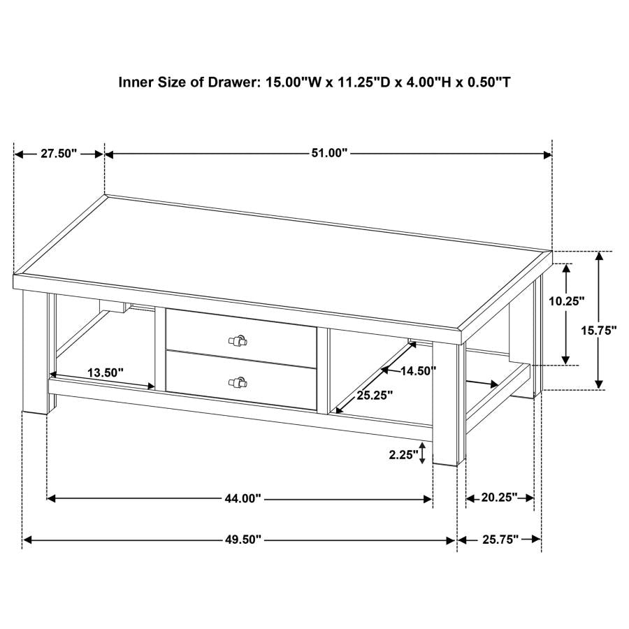 Beasley 4-Drawer Wood Coffee Table Golden Oak